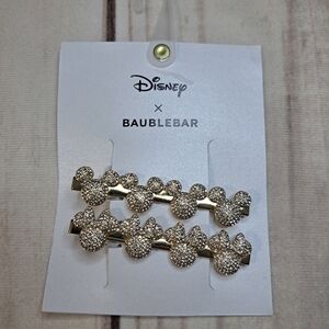 Baublebar Disney X Mickey Minnie Mouse Hair Clips Gold Tone With Rhinestones